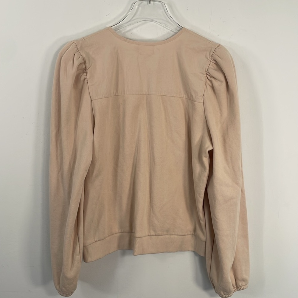 Nation LTD Cream Pleated Bib Puff Sleeve Tie Neck Sweatshirt XXL - Picture 9 of 9